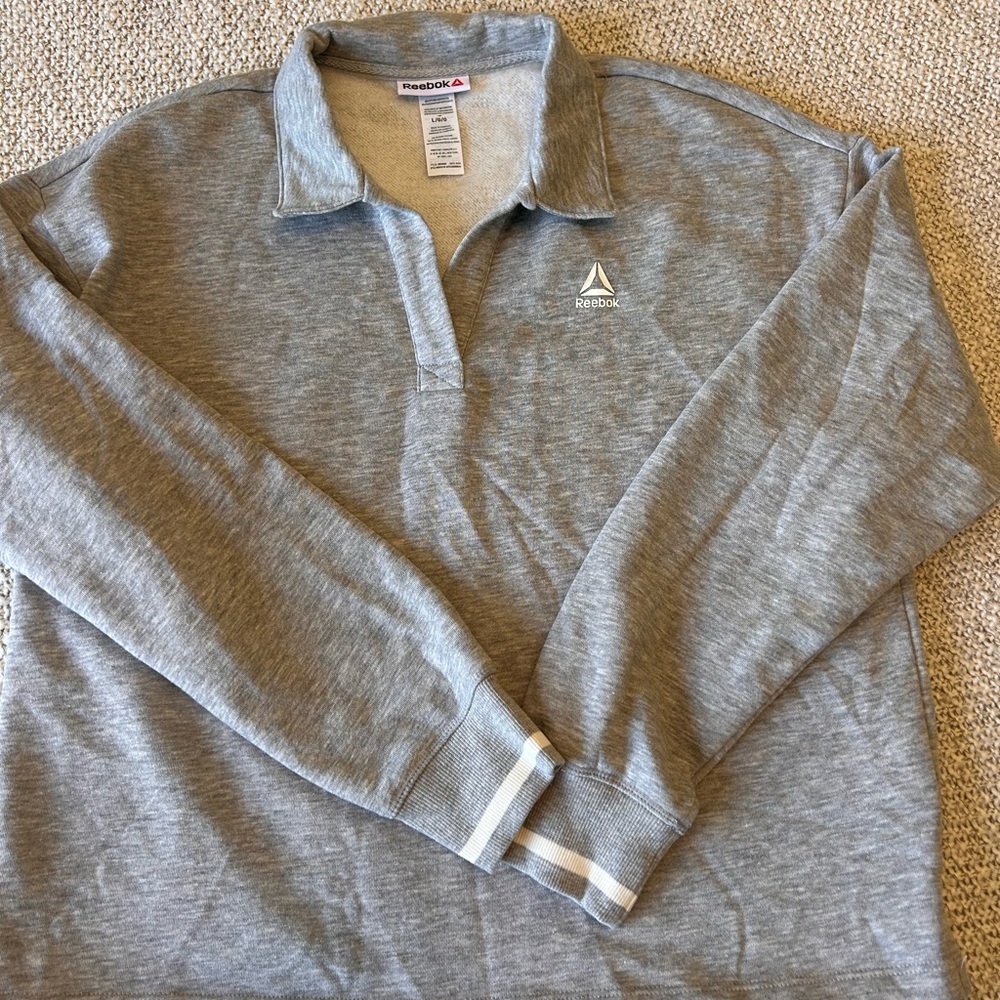 Reebok Heather Gray Polo Sweatshirt
